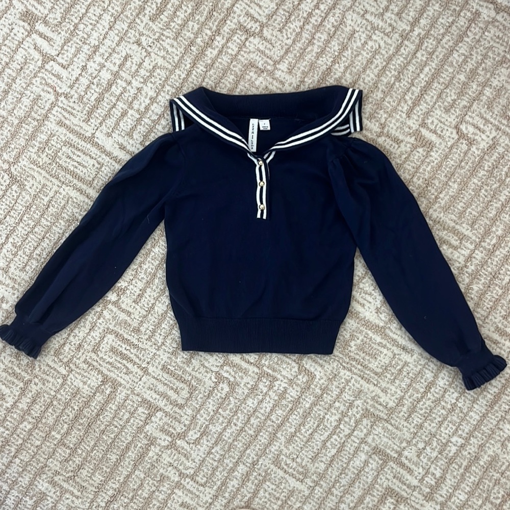 Janie and Jack girls navy blue nautical sweater- pristine- worn once